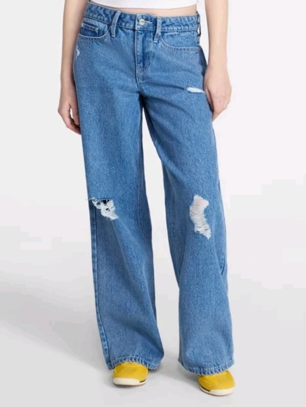 No Boundaries Women's Plus Low Rise Baggy Wide Leg Jeans